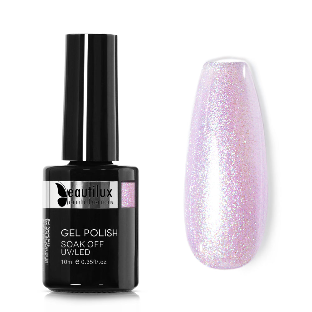 Vernis Semi-Permanent Rose Lilas Holographique – ME-05 | Beautilux 10ml – Tenue 3 Semaines