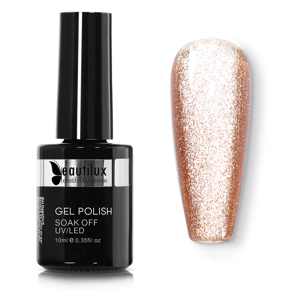 Vernis Semi-Permanent Cat Eye 9D Platine Champagne Doré – MG-02 | Beautilux 10ml Image