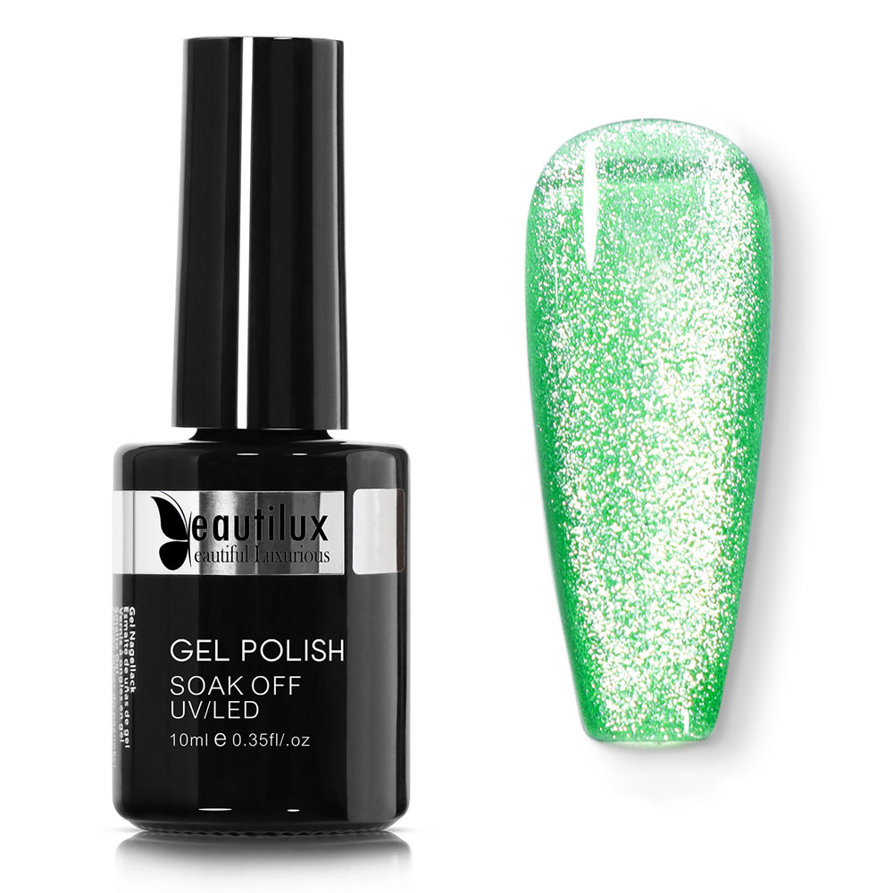 Vernis Semi-Permanent Cat Eye 9D Platine Vert Émeraude – MG-03 | Beautilux 10ml