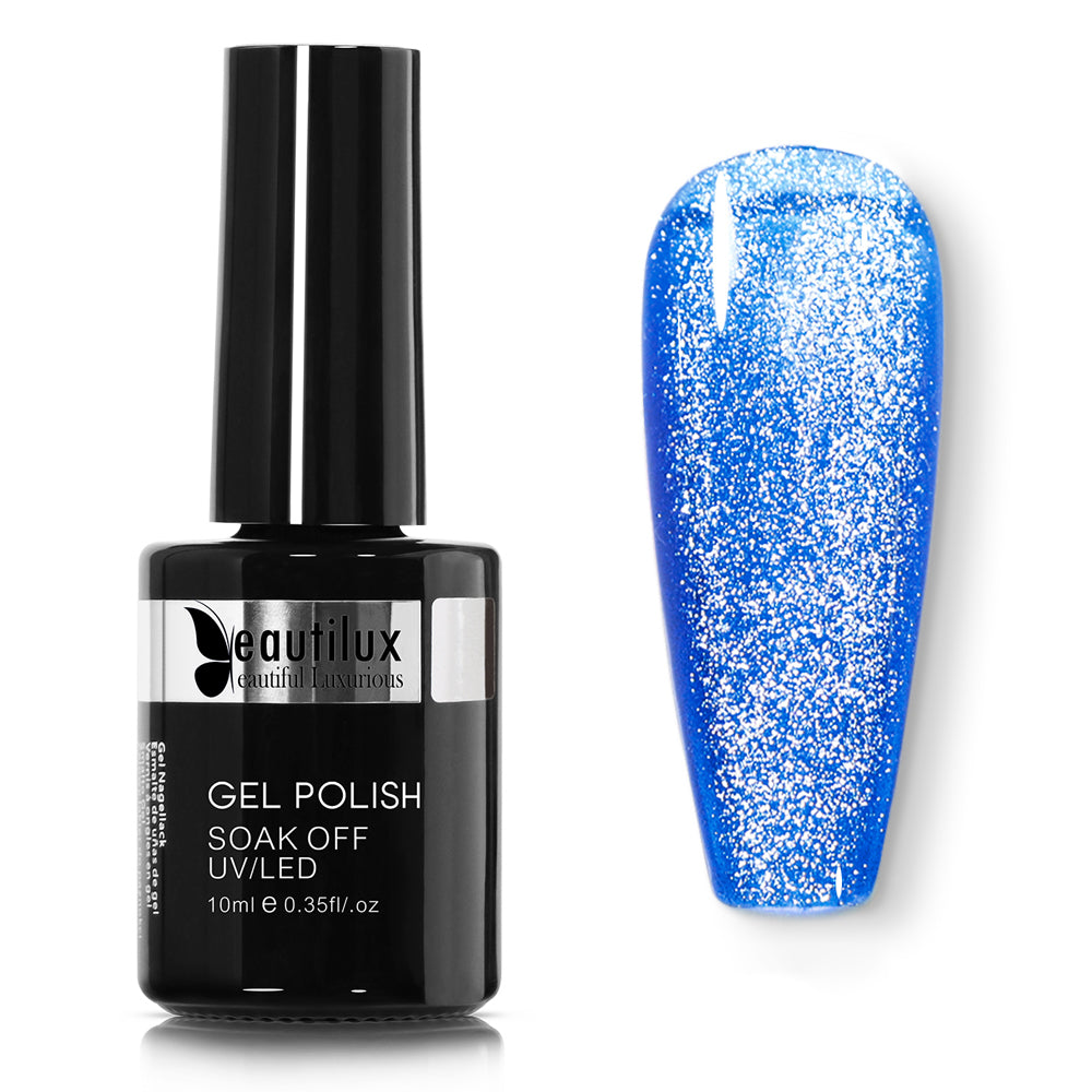 Vernis Semi-Permanent Cat Eye 9D Platine Bleu Saphir – MG-04 | Beautilux 10ml