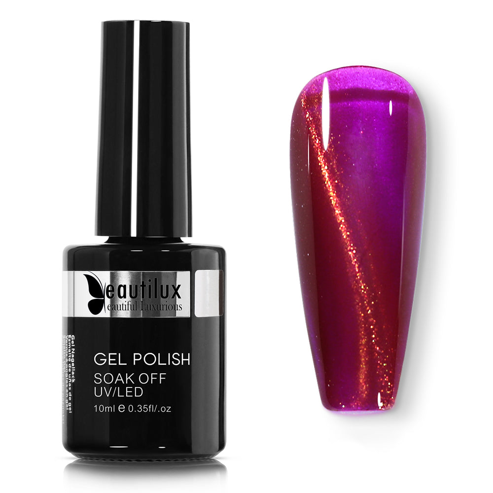 Vernis Semi-Permanent Cat Eye Magnétique Rose Fuchsia Violet – MY-02 | Beautilux 10ml – Tenue 3 Semaines
