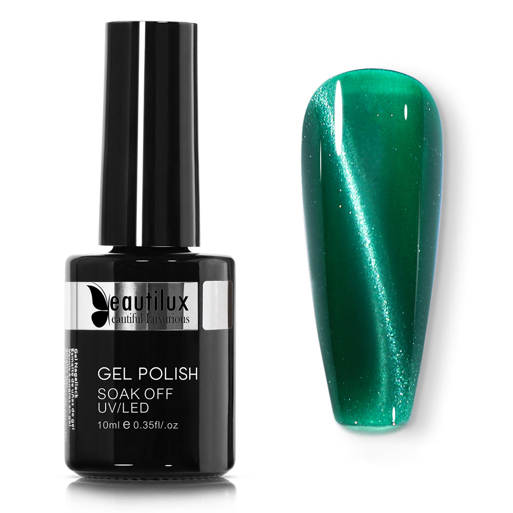 Vernis Semi-Permanent Cat Eye Magnétique Vert Émeraude – MY-04 | Beautilux 10ml – Tenue 3 Semaines Image