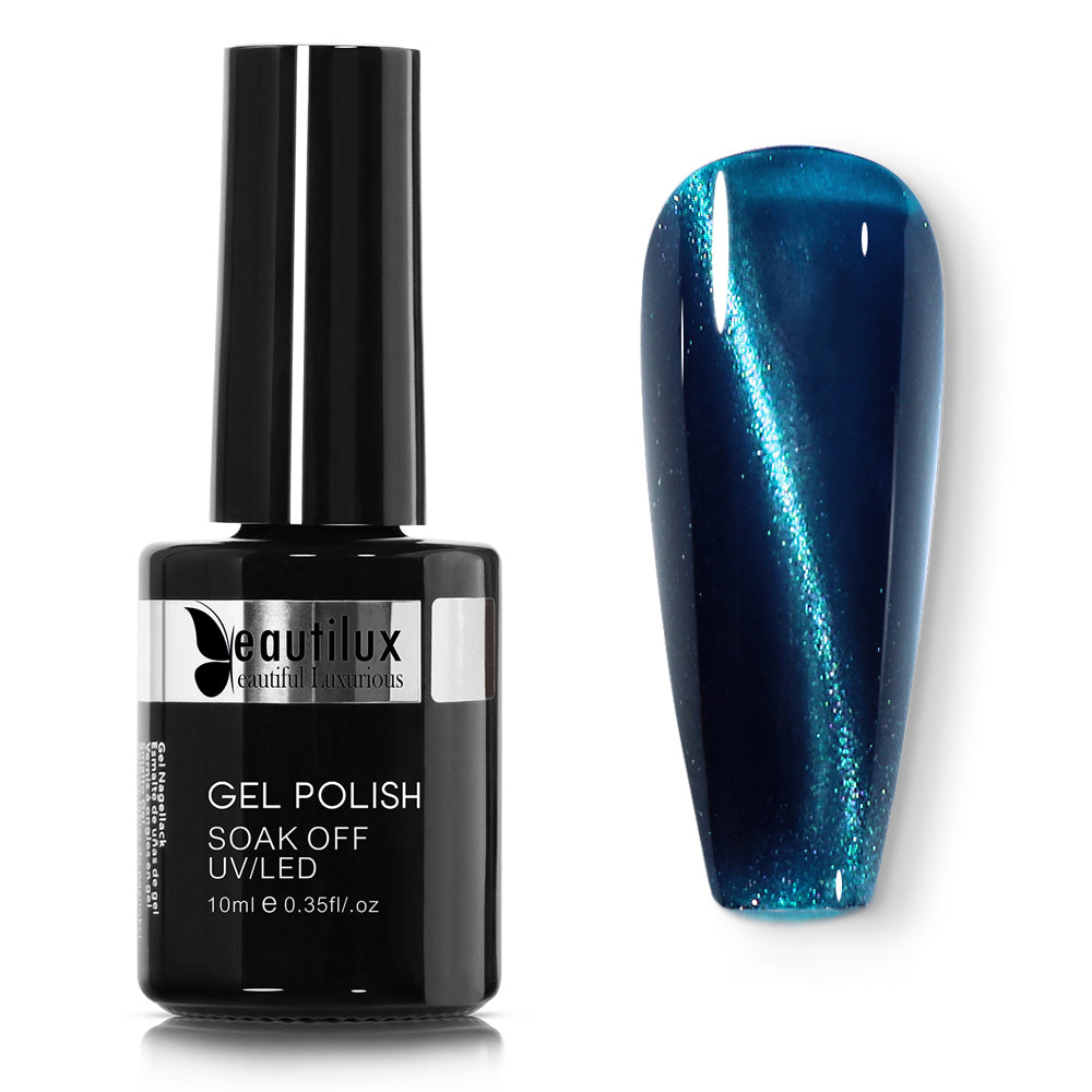 Vernis Semi-Permanent Cat Eye Magnétique Bleu Pétrole Nuit – MY-05 | Beautilux 10ml – Tenue 3 Semaines