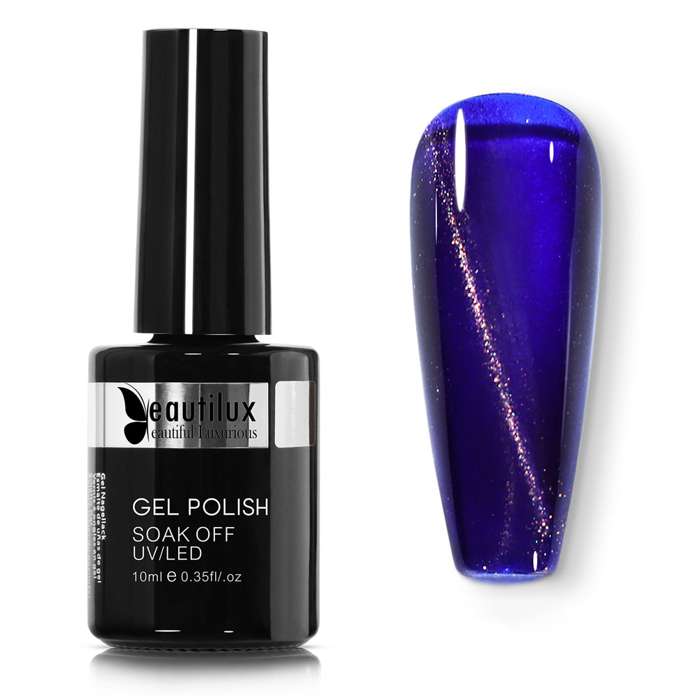 Vernis Semi-Permanent Cat Eye Magnétique Bleu Électrique Violet – MY-07 | Beautilux 10ml – Tenue 3 Semaines