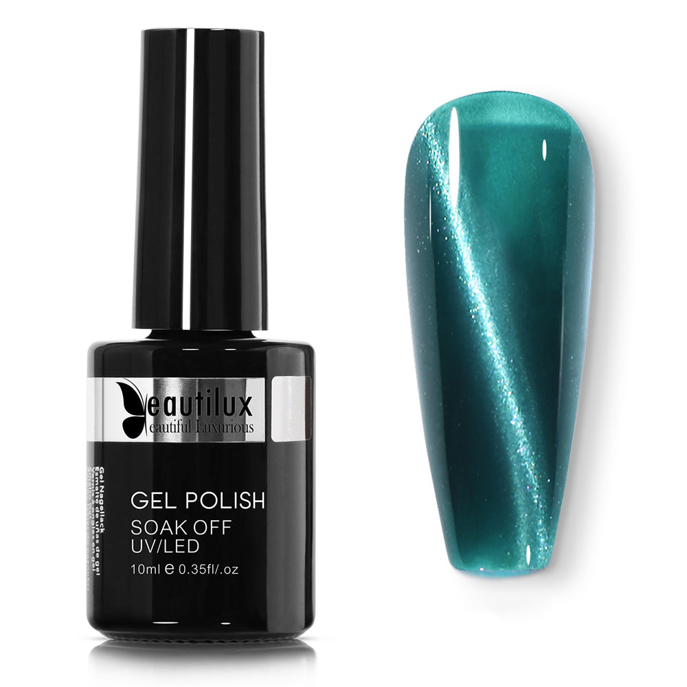 Vernis Semi-Permanent Cat Eye Magnétique Vert Turquoise – MY-08 | Beautilux 10ml – Tenue 3 Semaines