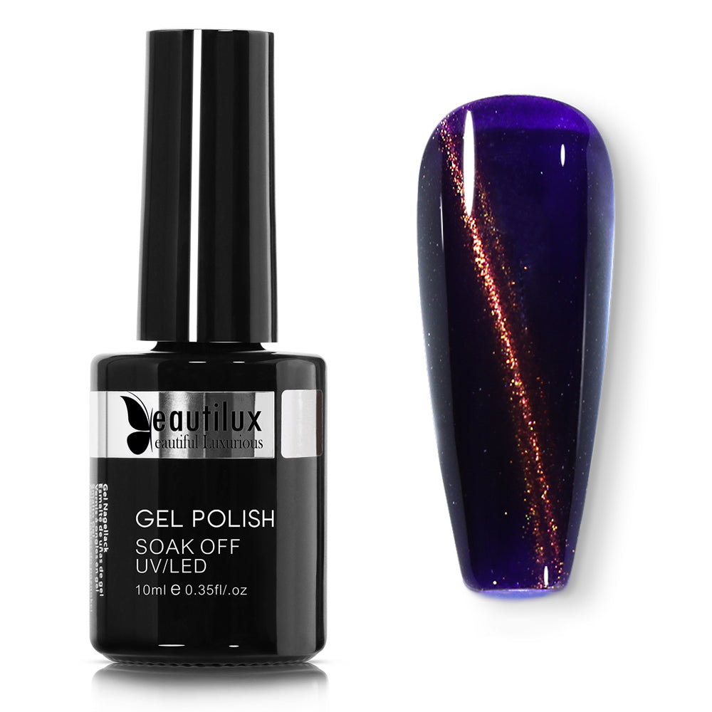 Vernis Semi-Permanent Cat Eye Magnétique Violet Bleu Profond – MY-11 | Beautilux 10ml – Tenue 3 Semaines