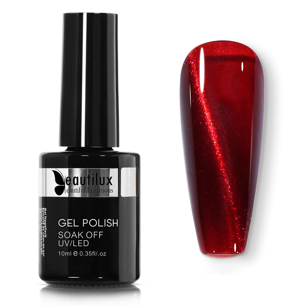 Vernis Semi-Permanent Cat Eye Magnétique Rouge Bordeaux – MY-12 | Beautilux 10ml – Tenue 3 Semaines Image