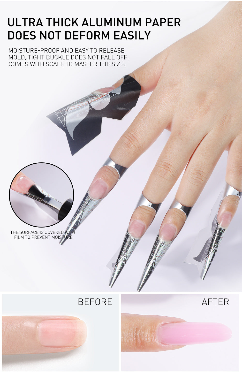 Chablons Ongles Professionnels — Papier Forme Aluminium 200g/m2 300 pcs | Beautilux NFS-300