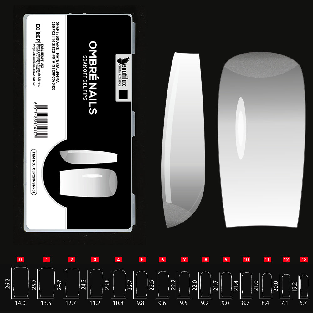 Beautilux Ombré Nails — 280pcs/box — SQUARE — MEDIUM — MILKY | OJP280-SM-01 - OJP280-SM-01 Image