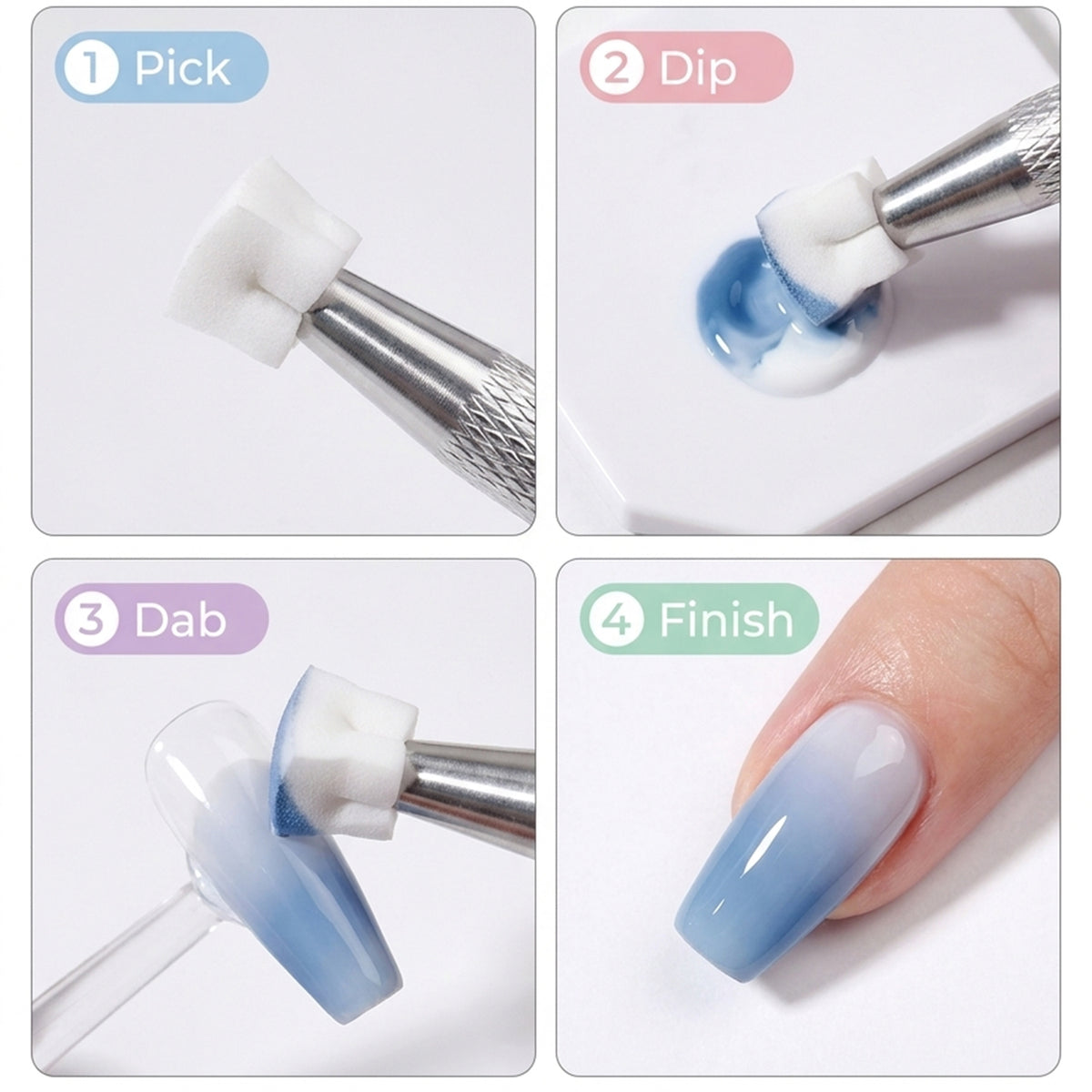 Ombré Sponge Block Beautilux OSS50-01 - étapes d'utilisation