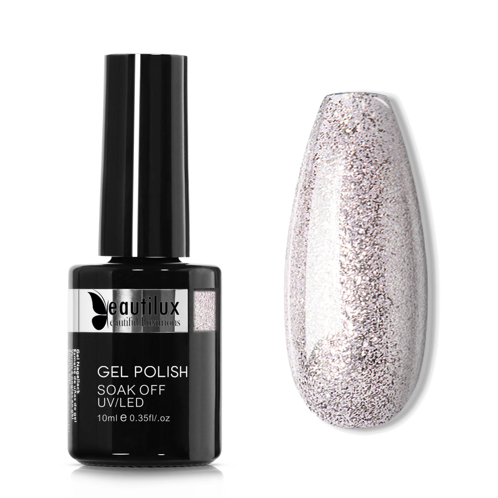 Vernis Semi-Permanent Argent Rosé Shimmer – PP-03 | Beautilux 10ml – Tenue 3 Semaines Image