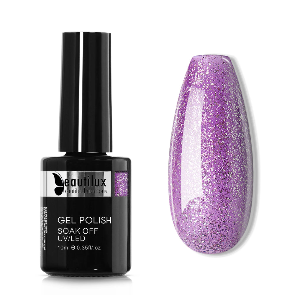 10ml UV Gel - Vernis Semi-Permanent Violet Lilas Glitter – PP-07 | Beautilux 10ml – Tenue 3 Semaines Image