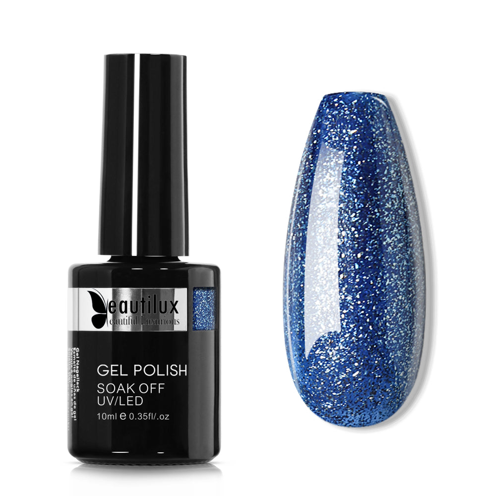 Vernis Semi-Permanent Bleu Nuit Glitter – PP-08 | Beautilux 10ml – Tenue 3 Semaines Image