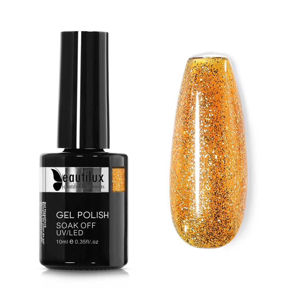 Vernis Semi-Permanent Or Doré Glitter – PP-11 | Beautilux 10ml – Tenue 3 Semaines Image