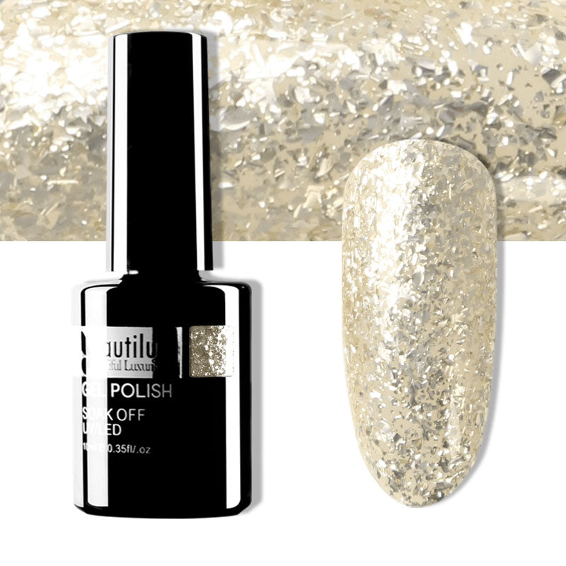 Vernis Gel Semi-Permanent Pailleté – Diamond Platinum Color Beautilux – 10ml