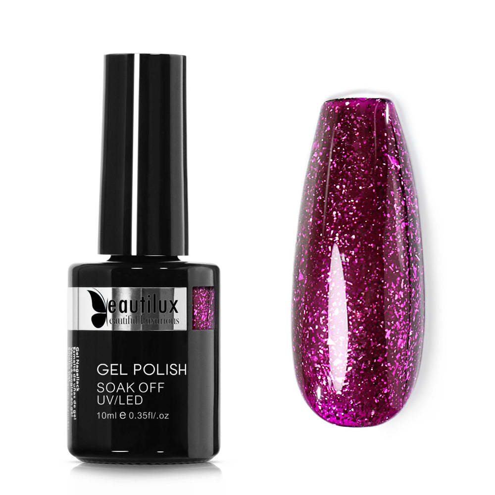 Vernis Semi-Permanent Violet Fuchsia Platine – PT-08 | Beautilux 10ml – Tenue 3 Semaines