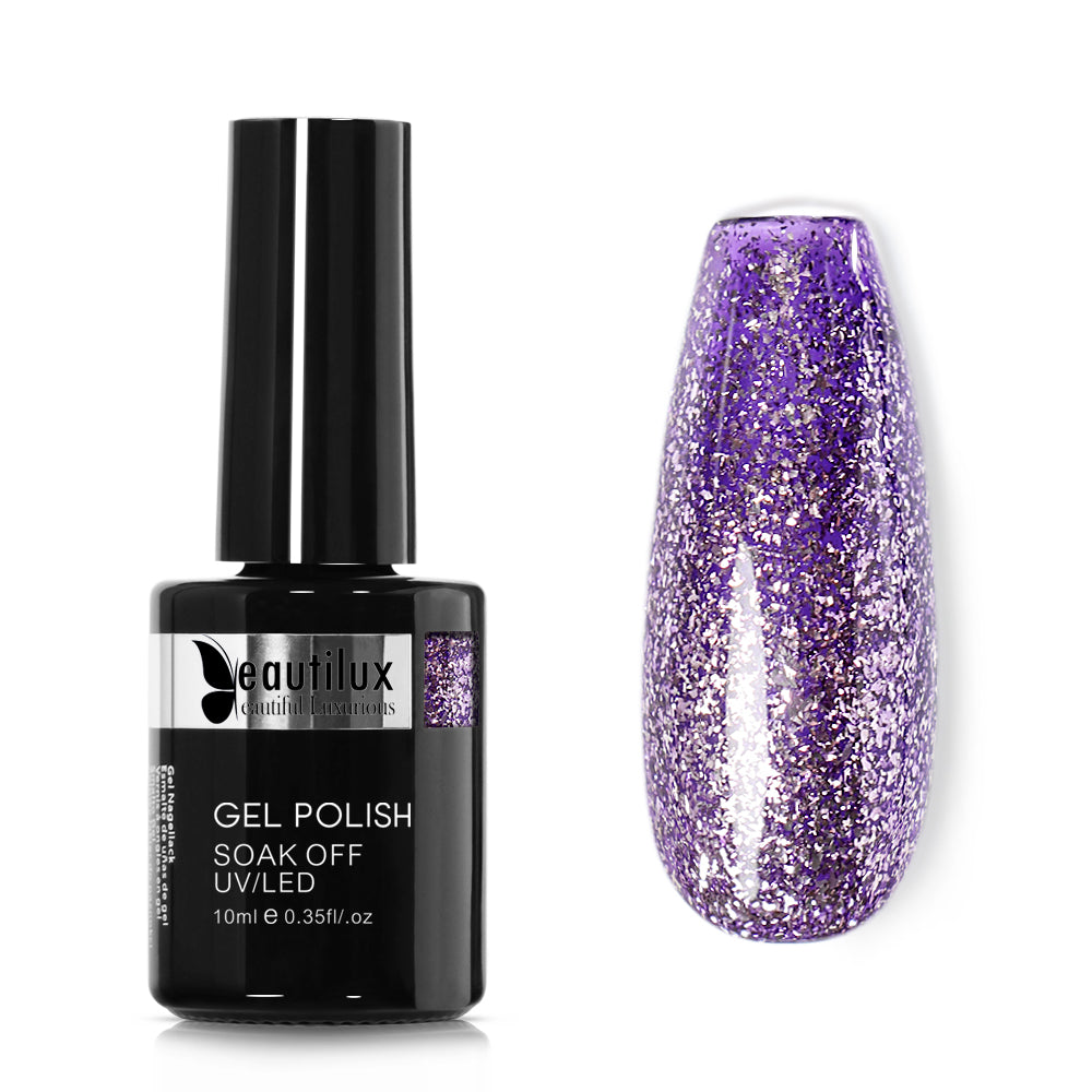 Vernis Semi-Permanent Violet Argenté Platine – PT-10 | Beautilux 10ml – Tenue 3 Semaines