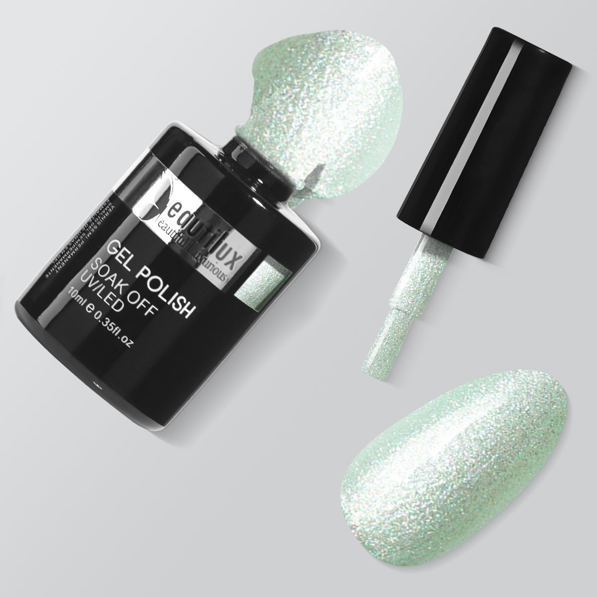 Vernis semi-permanent glitter vert menthe irisé Pissenlit SP-07 Beautilux –   
gel polish paillettes 10ml pinceau nouvelle génération, Collection Printemps 2026