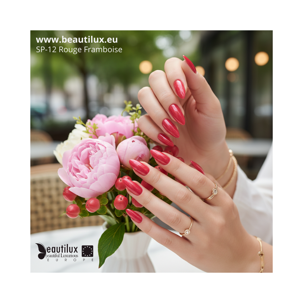 Nuancier vernis gel rouge framboise SP-12 Beautilux couleur vibrante  
