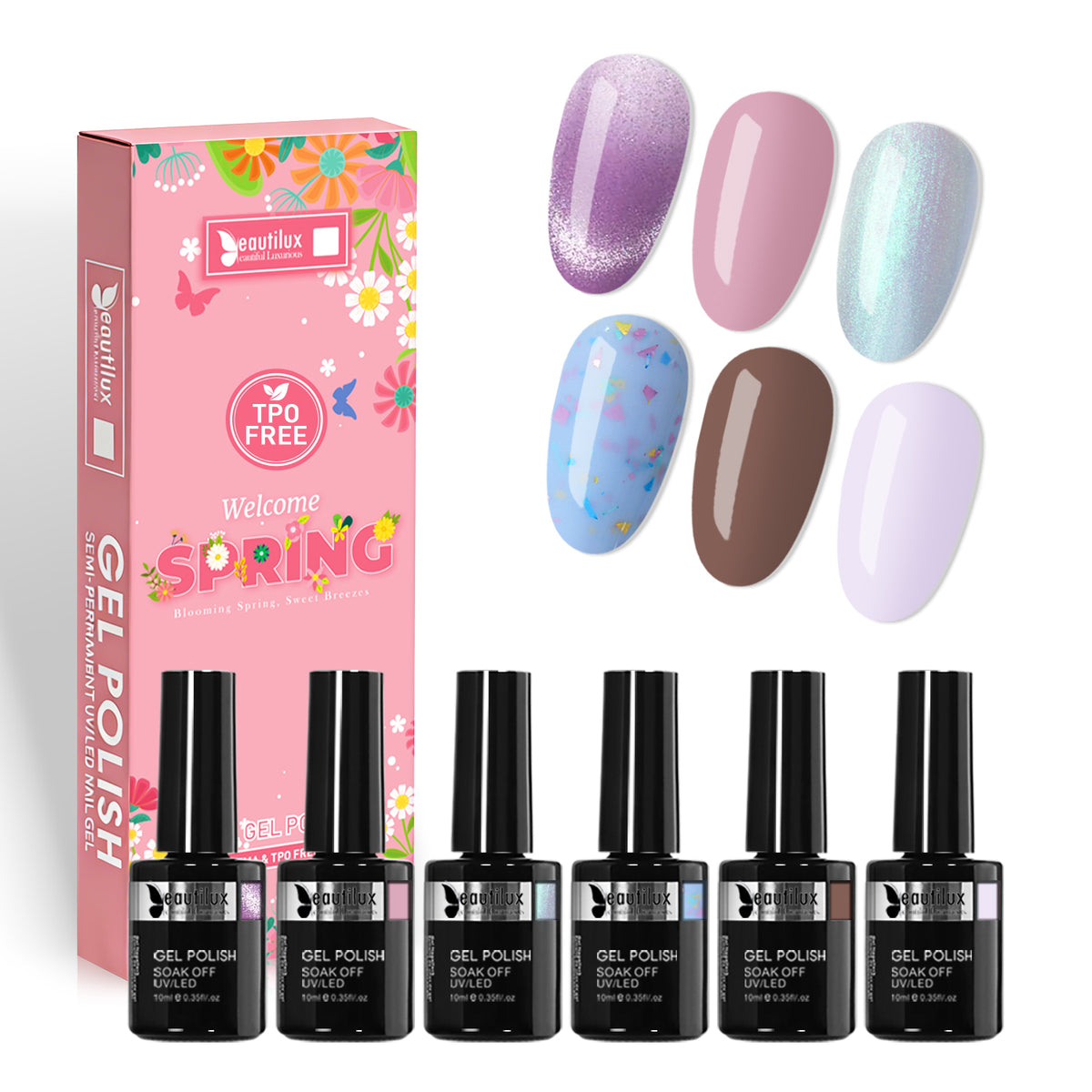 SP26-07 - Kit de 6 Vernis Semi-Permanent Printemps 10Ml Spring Tenue 28 Jours | Beautilux
