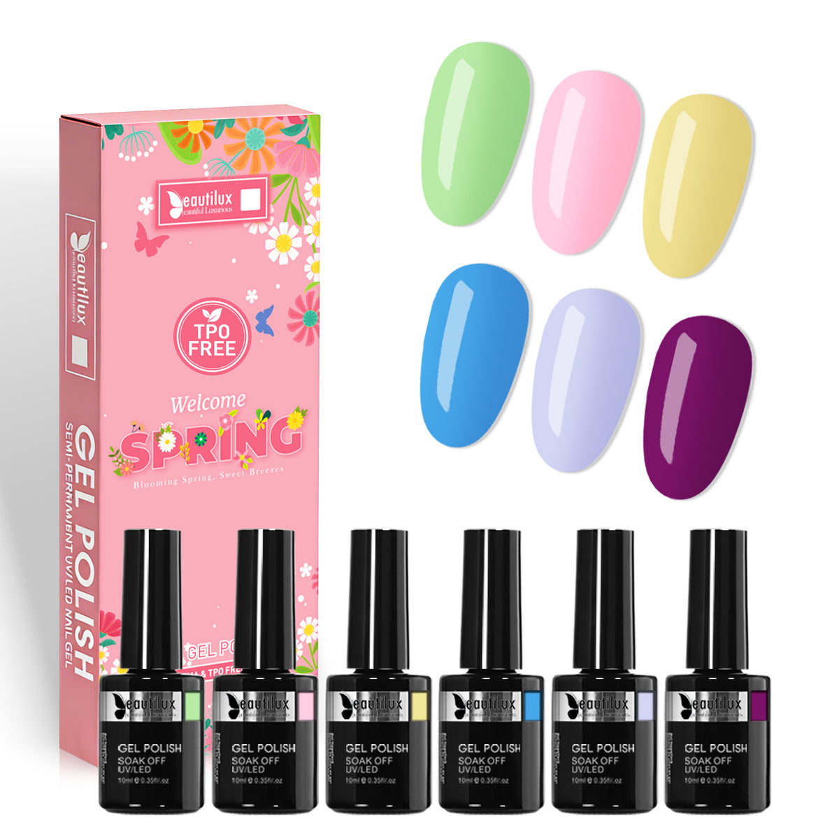 SP26-01 Kit de 6 Vernis Semi-Permanent Printemps 10Ml Spring Tenue 28 Jours | Beautilux