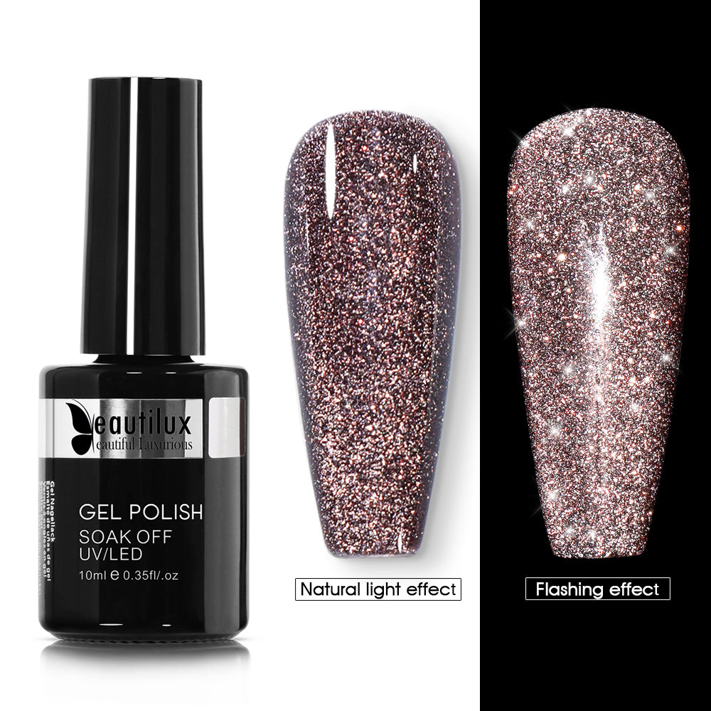 Vernis Semi-Permanent Cat Eye Diamant Réfléchissant Rose Brun Diamant Réfléchissant – SZM-05 | Beautilux 10ml – Tenue 4 Semaines