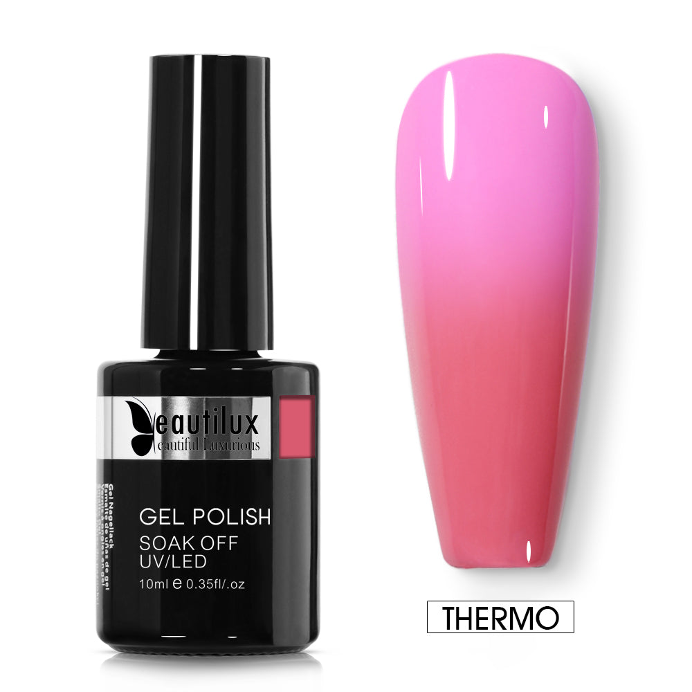 Vernis Semi-Permanent Thermo Rose Fuchsia → Rose Poudré – T-01 | Beautilux 10ml – Tenue 3 Semaines Image