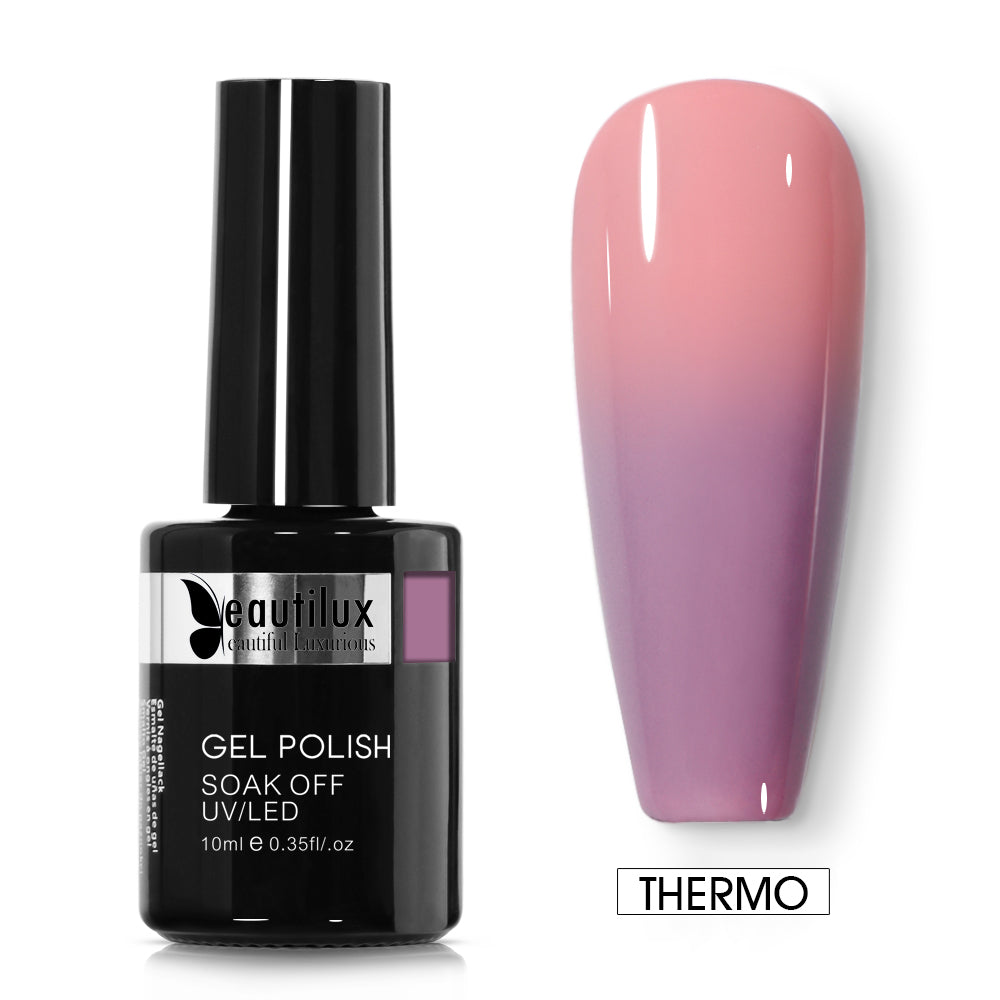 Vernis Semi-Permanent Thermo Rose Poudré → Mauve – T-02 | Beautilux 10ml – Tenue 3 Semaines Image