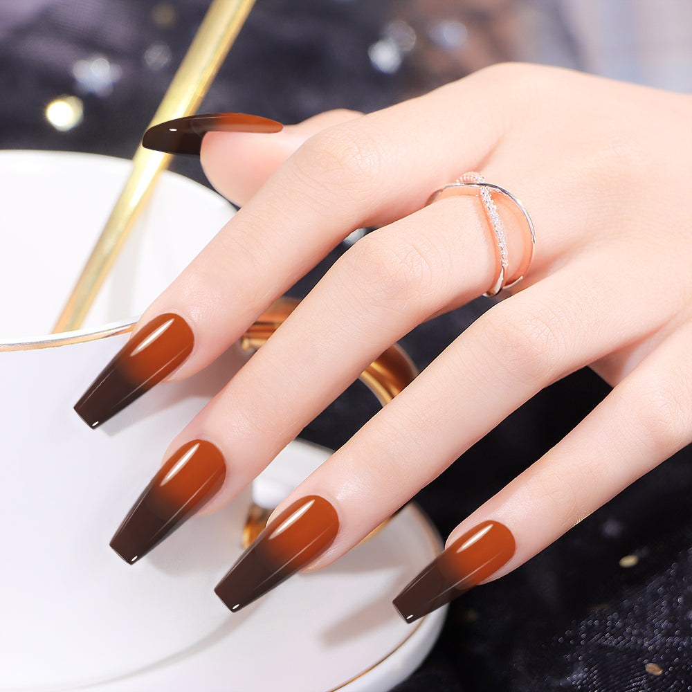 Vernis Semi-Permanent Thermo Caramel → Chocolat Noir – T-08 | Beautilux 10ml – Tenue 3 Semaines