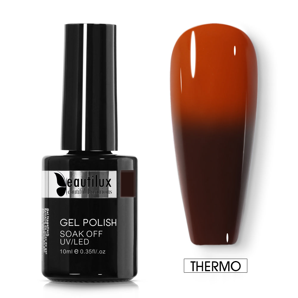 Vernis Semi-Permanent Thermo Caramel → Chocolat Noir – T-08 | Beautilux 10ml – Tenue 3 Semaines