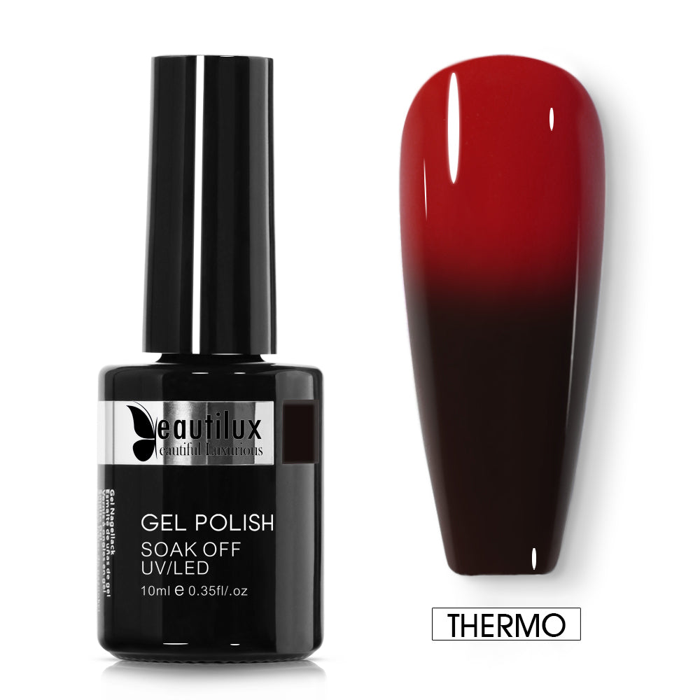 Vernis Semi-Permanent Thermo Rouge Bordeaux → Noir – T-09 | Beautilux 10ml – Tenue 3 Semaines Image