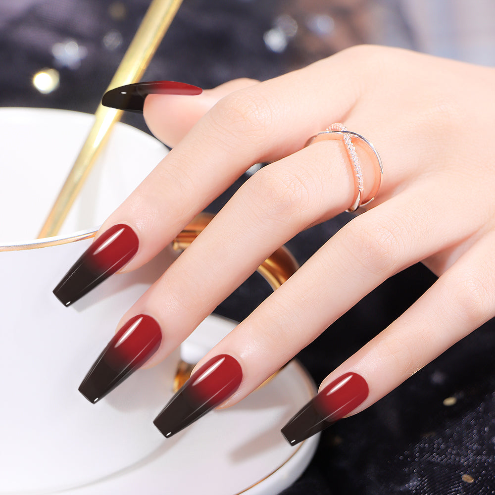 Vernis Semi-Permanent Thermo Rouge Bordeaux → Noir – T-09 | Beautilux 10ml – Tenue 3 Semaines
