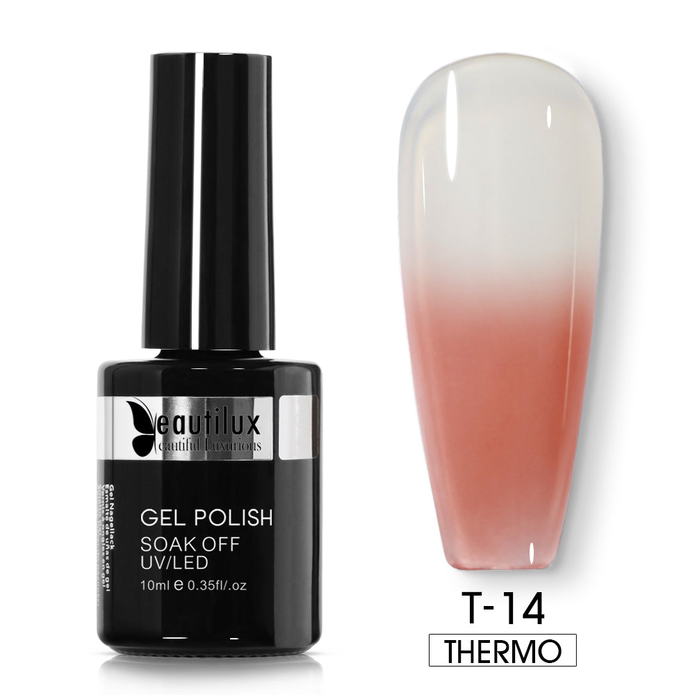 Vernis Semi-Permanent Thermosensible Blanc Nacré / Nude Rosé – T-14 | Beautilux 10ml – Tenue 3 Semaines Image