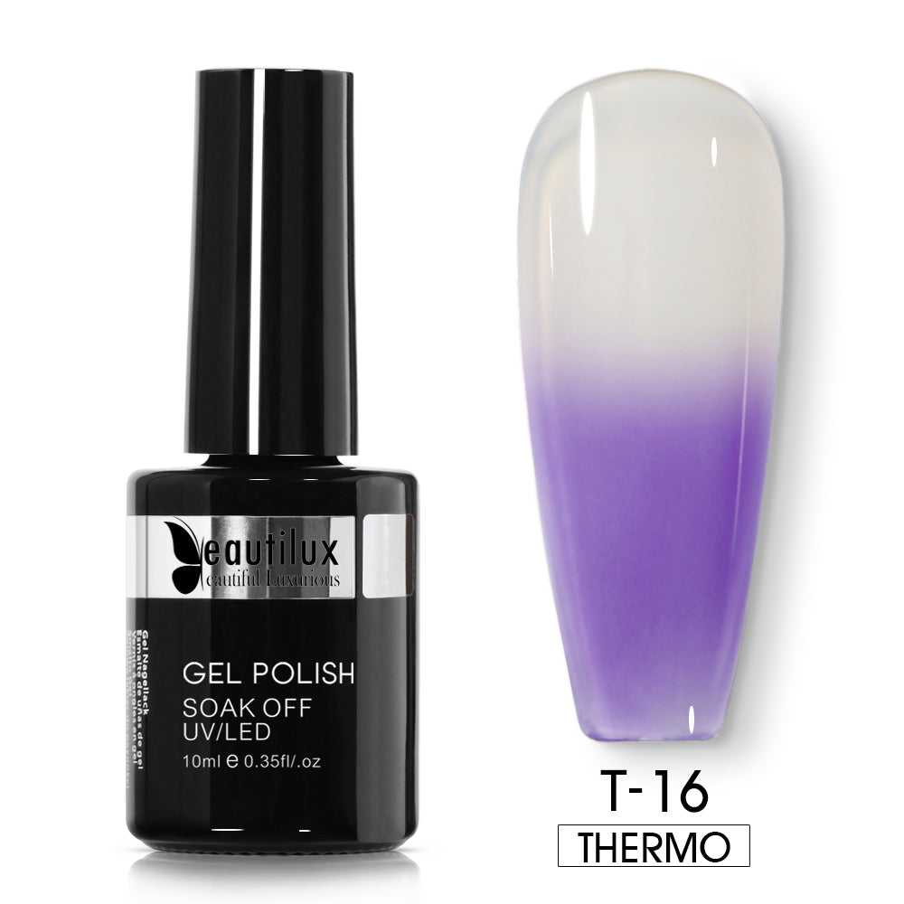 Vernis Semi-Permanent Thermosensible Blanc Nacré / Violet Lavande – T-16 | Beautilux 10ml – Tenue 3 Semaines Image