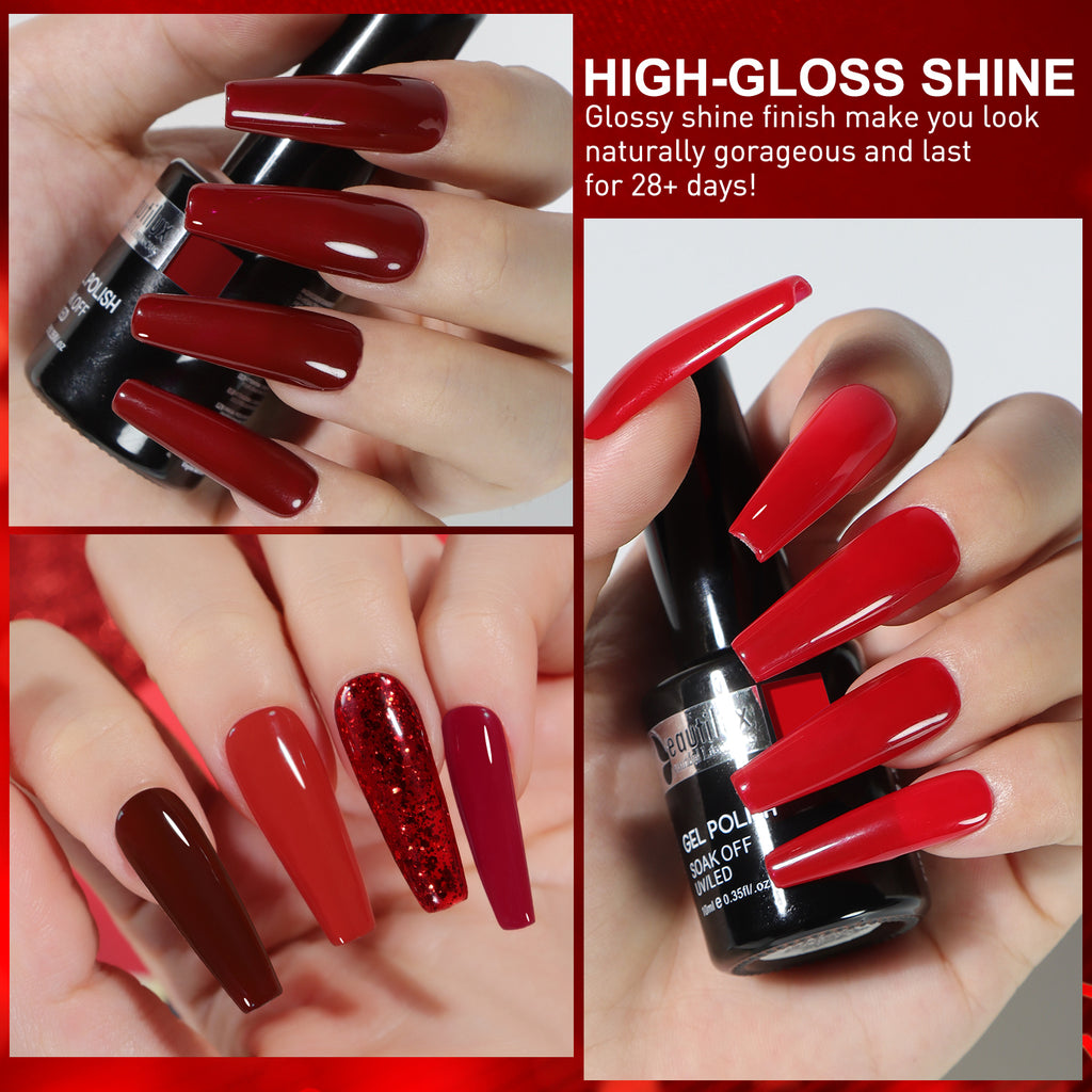 YT-01 - Kit de 6 Vernis Semi-Permanent ROUGE 10Ml Tenue 28 Jours | Beautilux