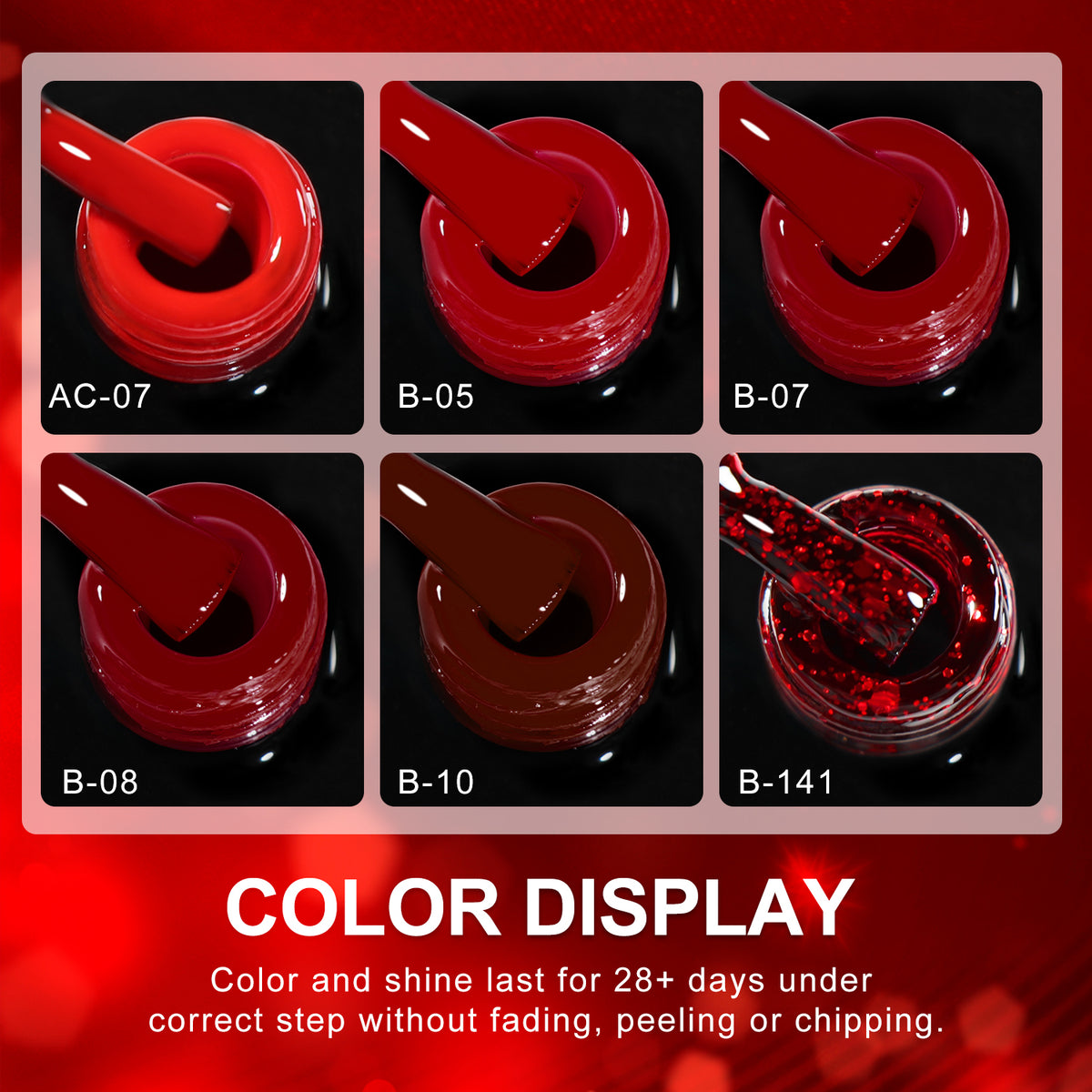 YT-01 - Kit de 6 Vernis Semi-Permanent ROUGE 10Ml Tenue 28 Jours | Beautilux