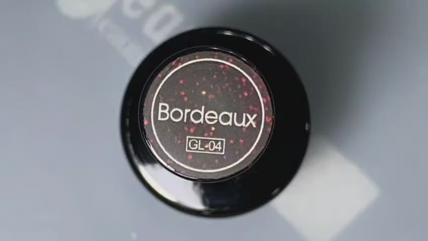 application Flacon vernis Beautilux GL-04 Bordeaux glitter 10ml
