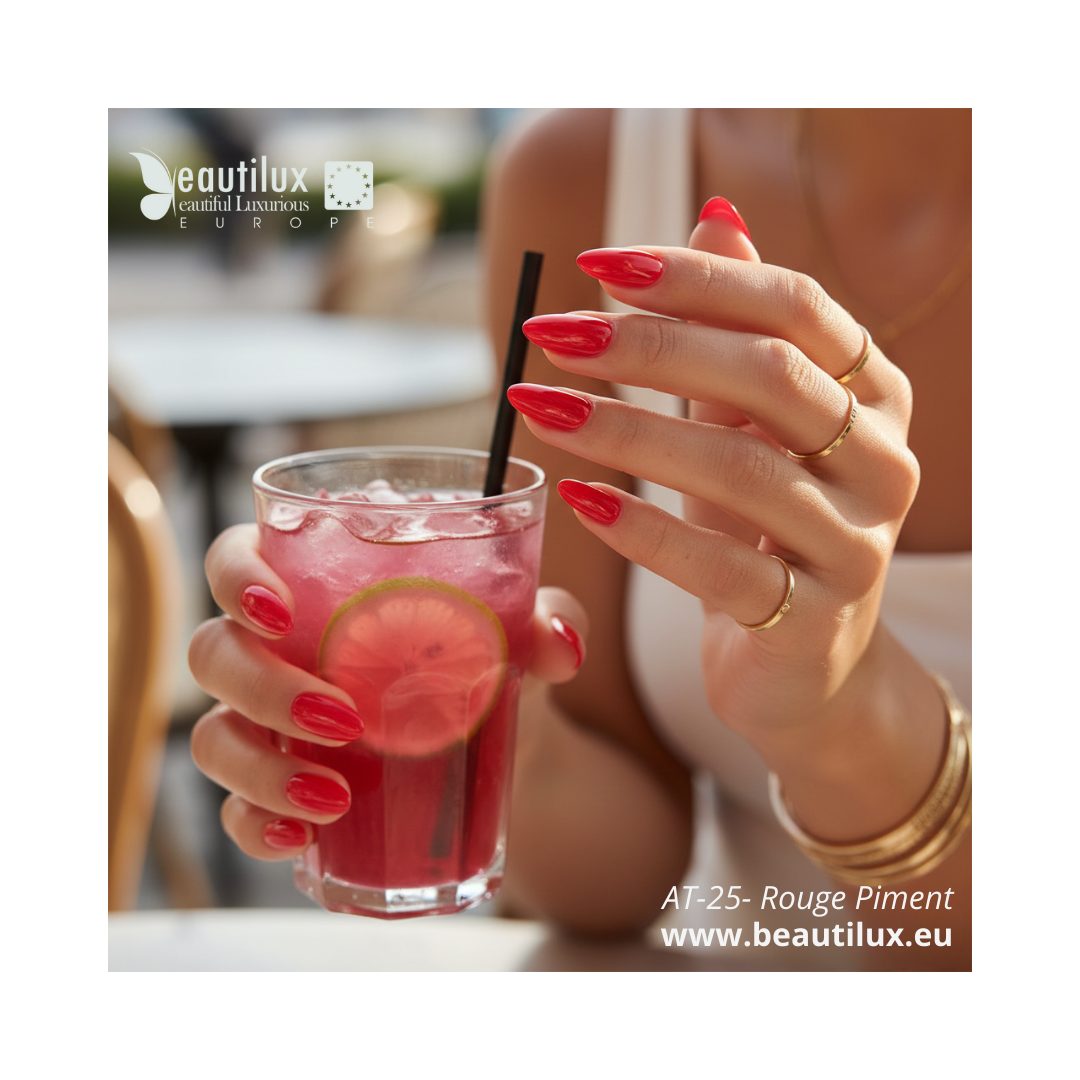Nuancier vernis gel rouge piment AT-25 Beautilux rouge vif épicé  